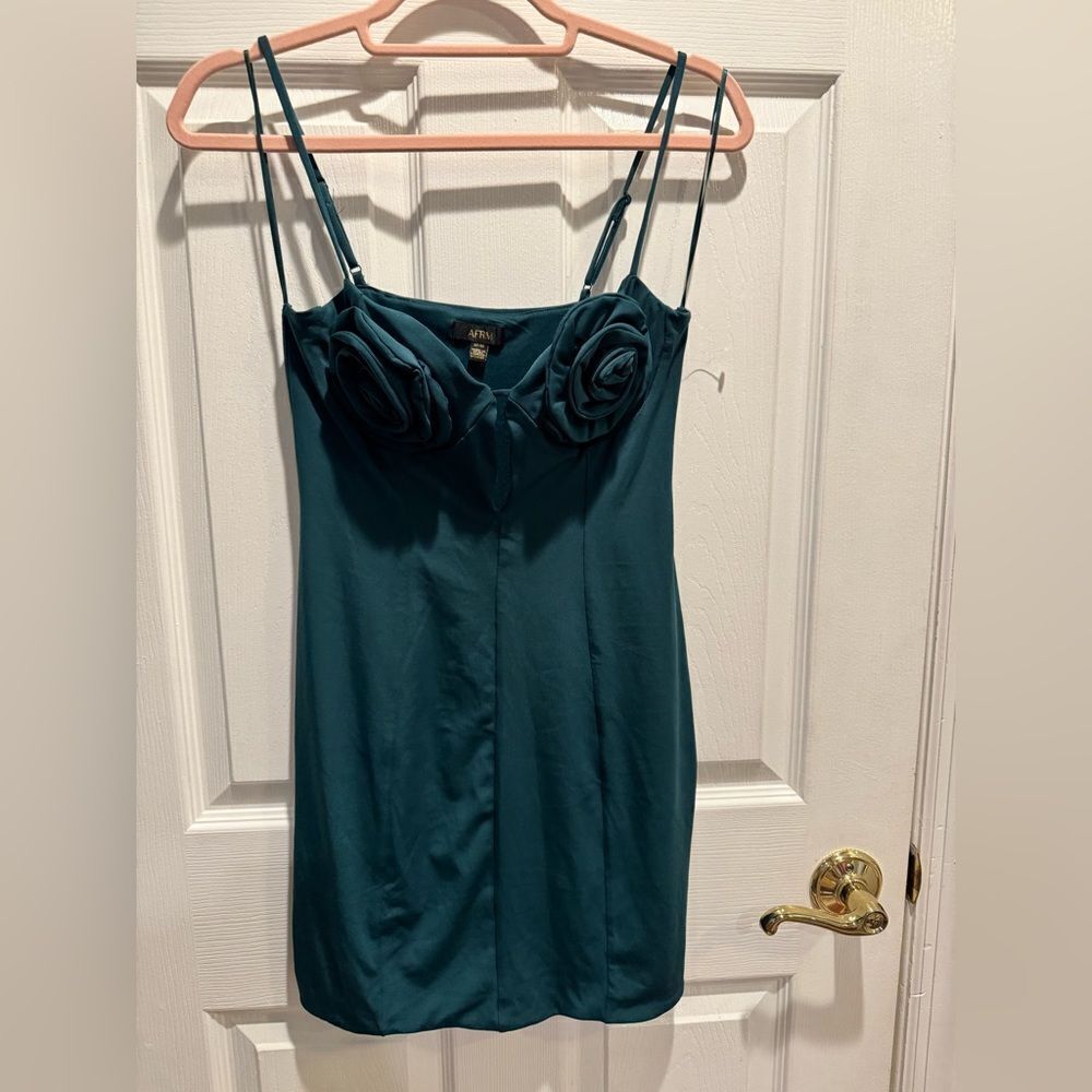 AFRM Silas Floral Appliqué Minidress In Botanical Green Size medium - Picture 2 of 8